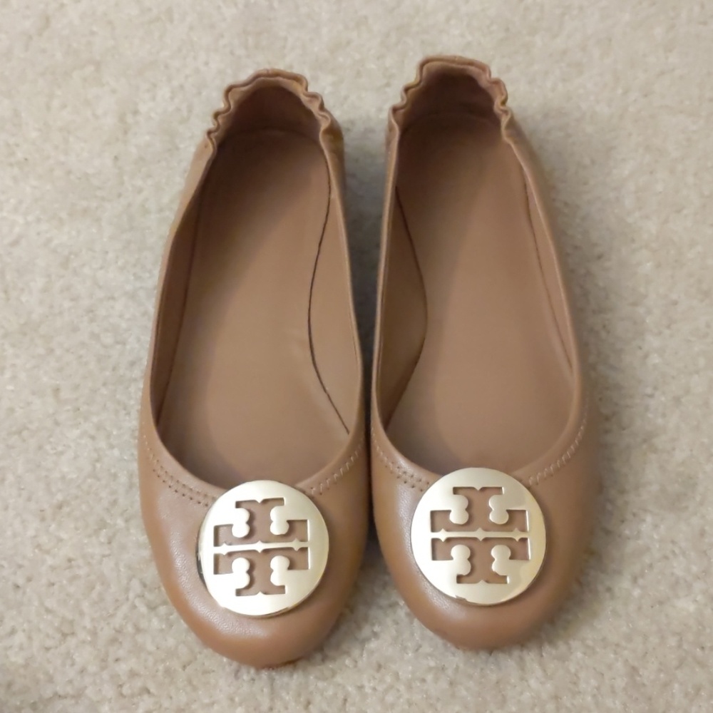 Tory Burch caramel flats, size 8